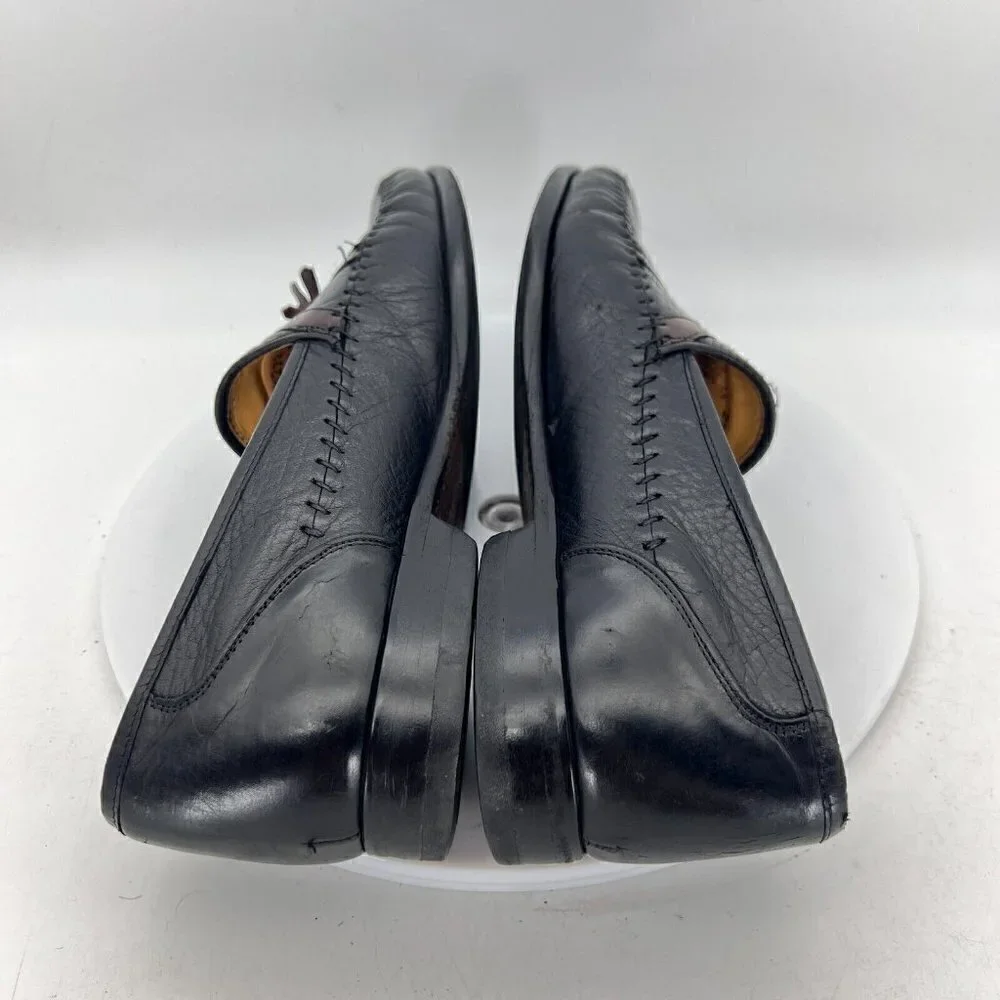 Mezlan Rodeo Men Size 9.5 M Fringe Tassel Loafer Dress Shoes Black Leather